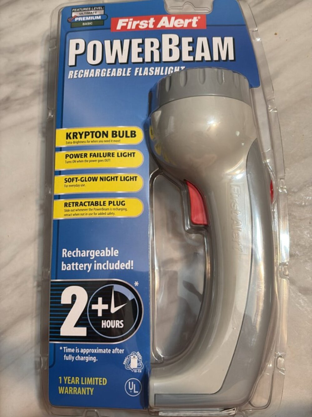 First Alert PowerBeam Rechargeable Flashlight – New